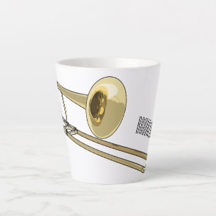 Tasse Latte Illustration de dessin animé de Trombone