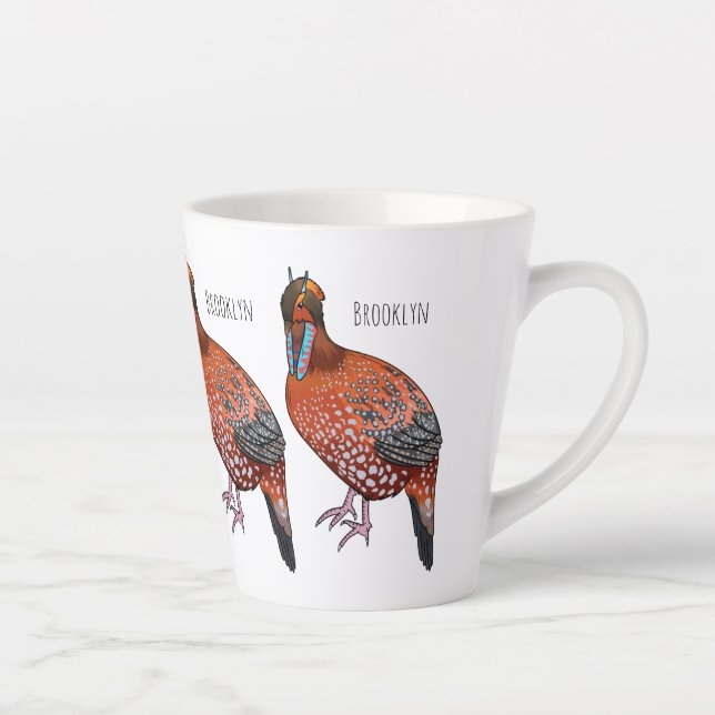 Tasse Latte illustration de dessin animé d'oiseau tragopan de  (Droite)