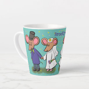 Tasse Latte Illustration de dessin animé d'un couple de souris