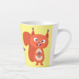 Tasse Latte Illustration de dessin animé d'un écureuil rouge m