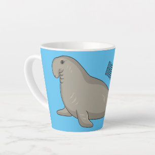 Tasse Latte Illustration de dessin de phoque éléphant