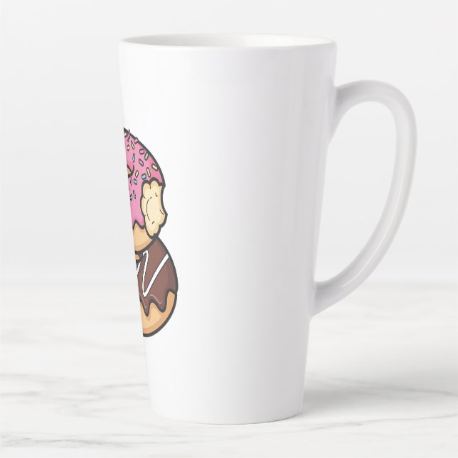 Tasse Latte Illustration de donuts empilés Kawaii mignons (Droite)