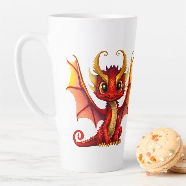 Tasse Latte Illustration de dragon mignon sur pour les amateur (En situation)
