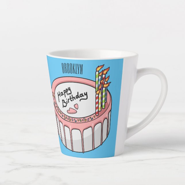 Tasse Latte Illustration de gâteau d'anniversaire (Droite)