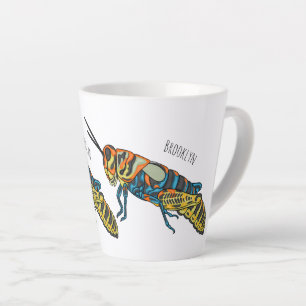 Tasse Latte Illustration de la caricature de la sauterelle en 