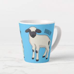 Tasse Latte Illustration de la caricature de mouton Valais Bla