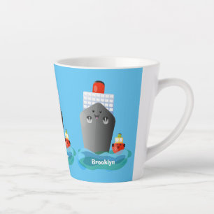 Tasse Latte Illustration de la caricature de remorqueur de paq