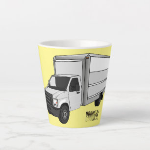 Tasse Latte Illustration de la caricature du camion-boîte