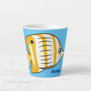 Tasse Latte Illustration de la caricature du poisson papillon