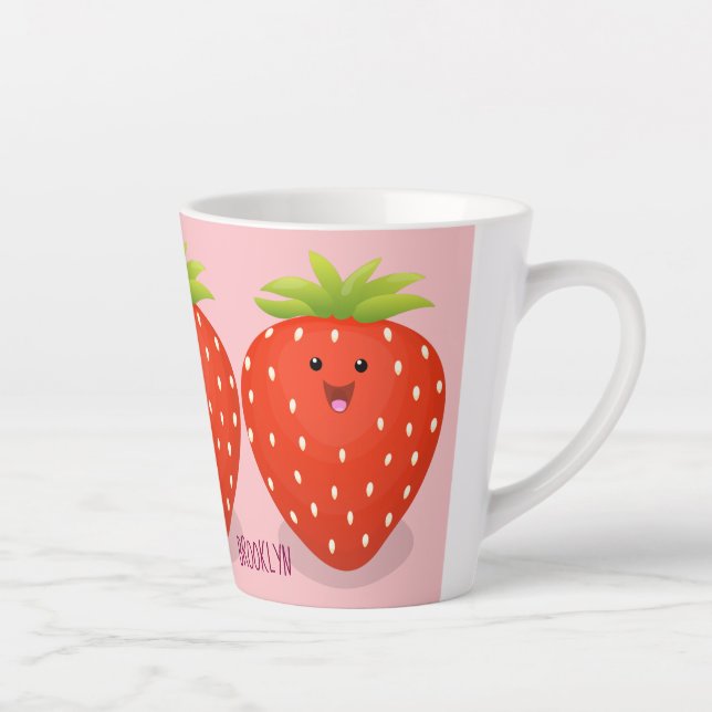 Tasse Latte Illustration de la fraise Cute kawaii (Droite)