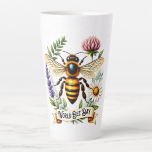 Tasse Latte Illustration de la Journée mondiale des abeilles a