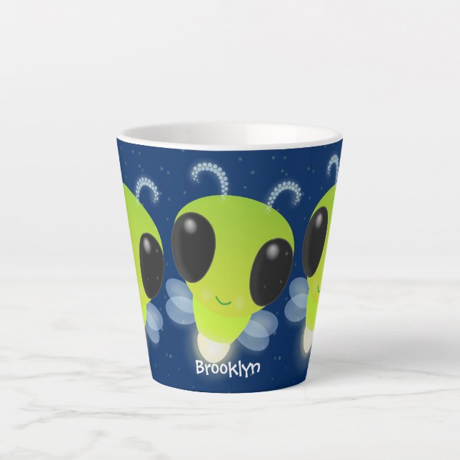 Tasse Latte Illustration de la luciole vert mou (Devant)