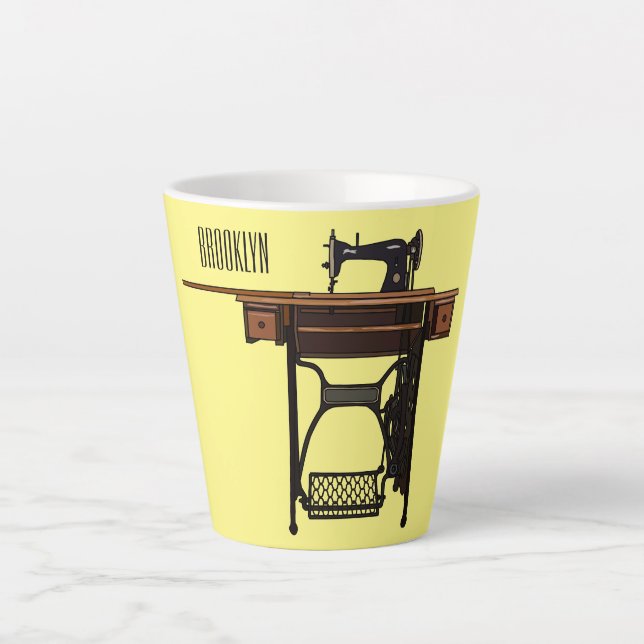 Tasse Latte Illustration de la machine à coudre (Devant)