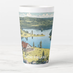 Tasse Latte Illustration de la nature finlandaise