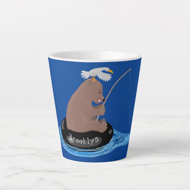 Tasse Latte Illustration de la pêche de l'ourson mou (Devant)