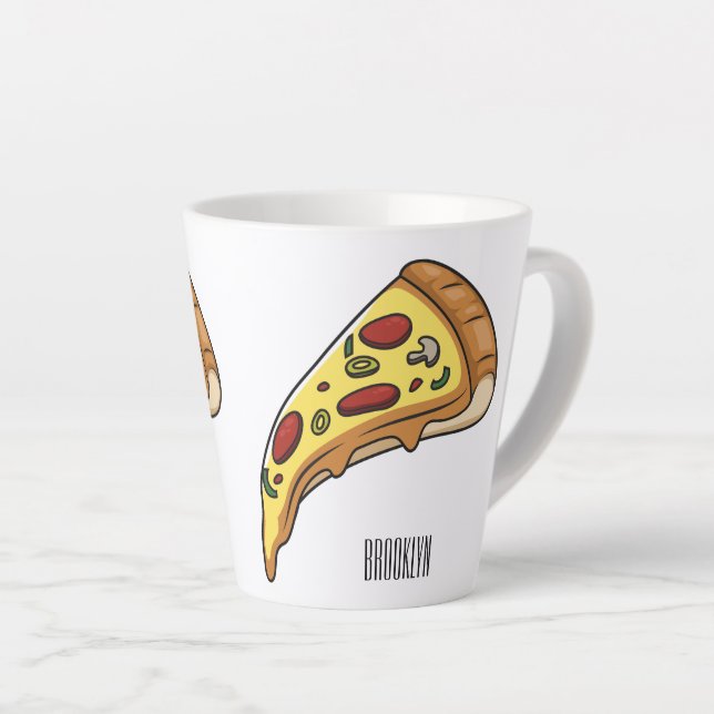 Tasse Latte Illustration de la pizza (Angle droit)