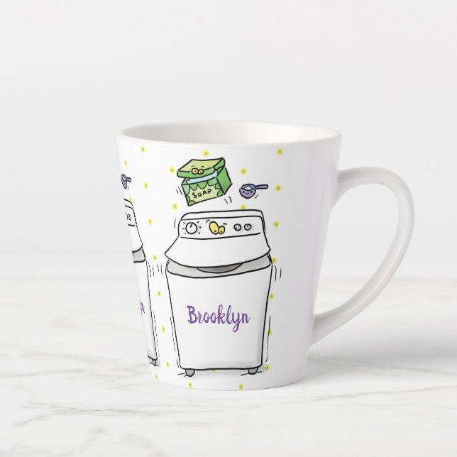 Tasse Latte Illustration de lave-linge mignonne (Droite)