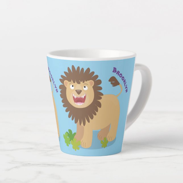 Tasse Latte Illustration de l'effervescence de lions heureux (Angle droit)