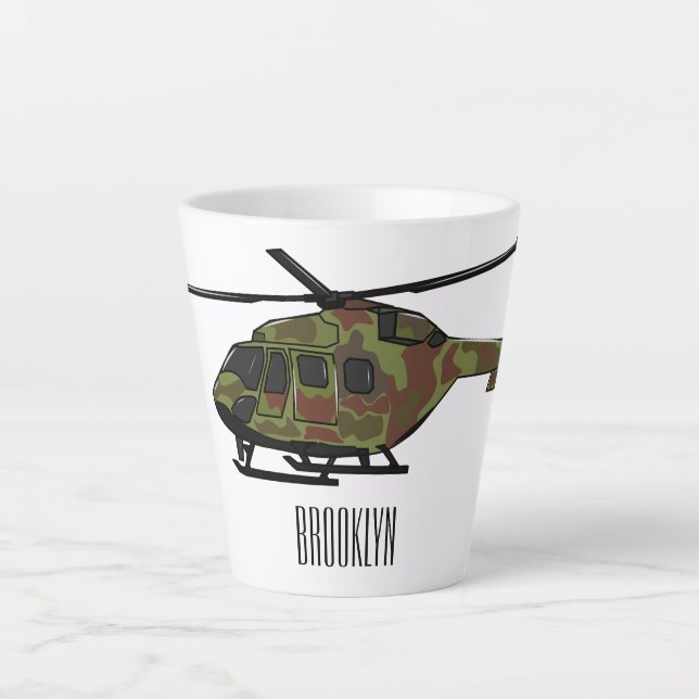Tasse Latte Illustration de l'hélicoptère de l'armée (Devant)