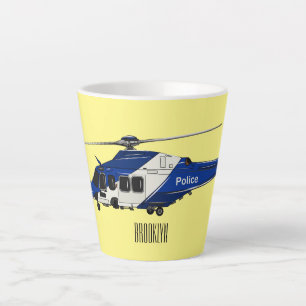 Tasse Latte Illustration de l'hélicoptère de police