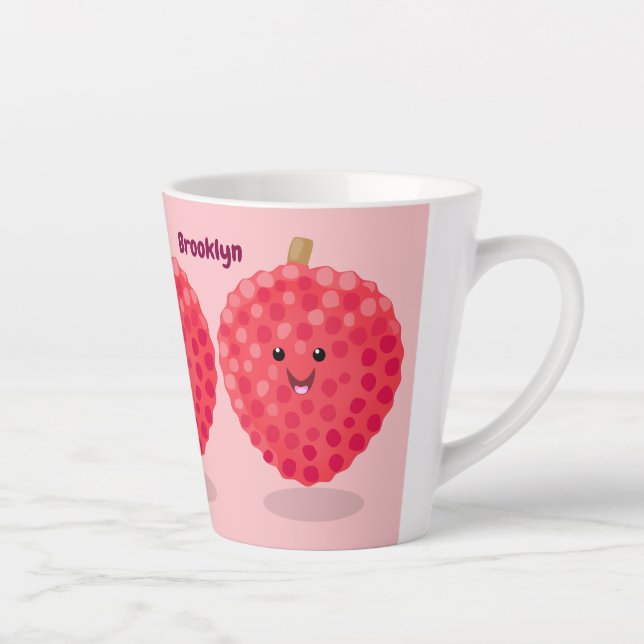 Tasse Latte Illustration de litchee rose mignon (Droite)