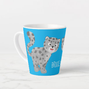 Tasse Latte Illustration de mignon léopard des neiges