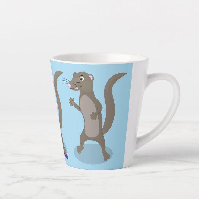 Tasse Latte Illustration de mignonne mangouste (Droite)
