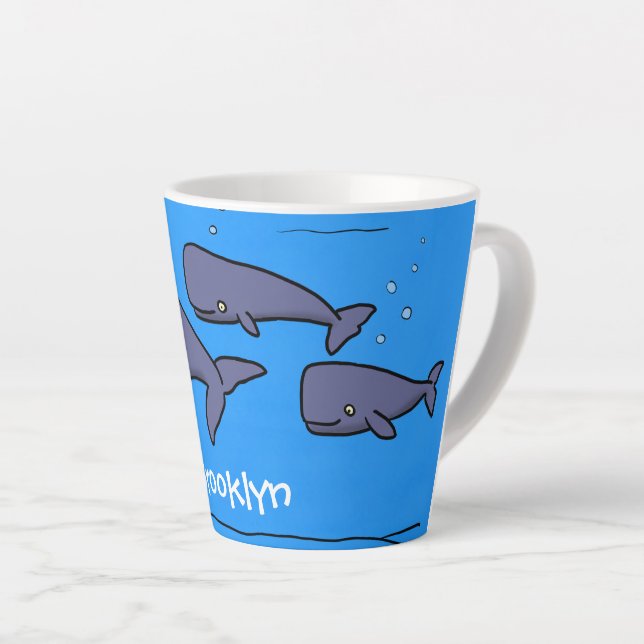 Tasse Latte Illustration de mignonne migratrice de baleines à  (Angle droit)