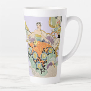 Tasse Latte Illustration de mode Art Déco vintage élégante
