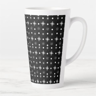Tasse Latte Illustration de motif noir et blanc de flocons de