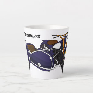 Tasse Latte Illustration de moto pourpre Sidecar