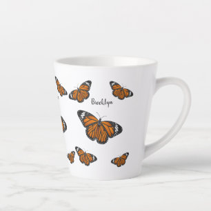 Tasse Latte Illustration de papillon monarque