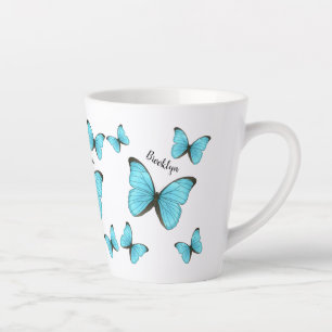 Tasse Latte Illustration de papillons Morpho
