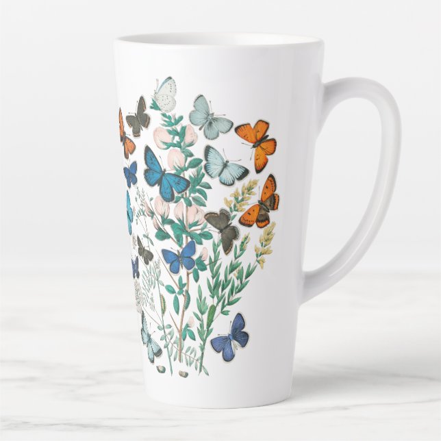 Tasse Latte Illustration de papillons papillons du XIXe siècle (Droite)