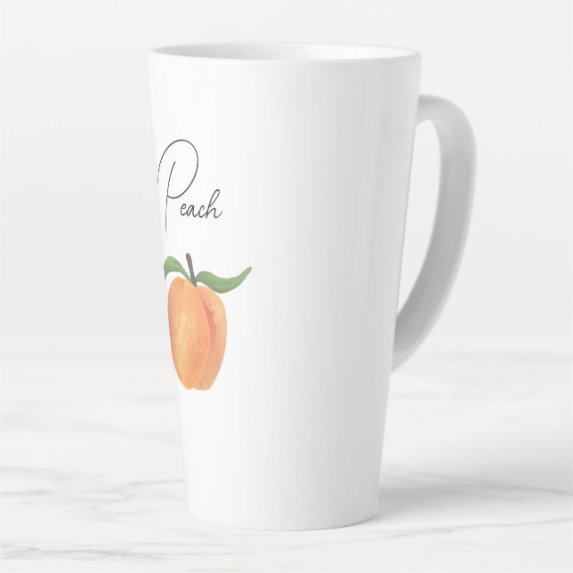 Tasse Latte Illustration de pêche peinte mignonne  (Angle droit)