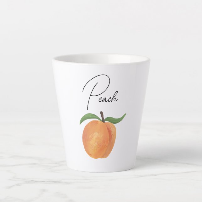 Tasse Latte Illustration de pêche peinte mignonne  (Devant)