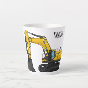 Tasse Latte Illustration de pelleteuse à chenilles de dessin a