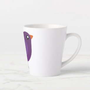 Tasse Latte Illustration de petit oiseau violet mignon