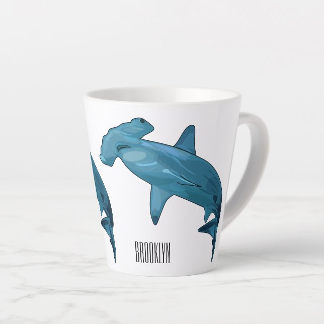 Tasse Latte Illustration de requin marteau (Angle droit)
