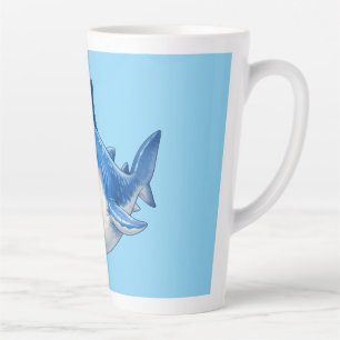Tasse Latte Illustration de requin mignon aux grands yeux Anim