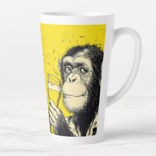 Tasse Latte Illustration de singe drôle prenant un selfie – Ch