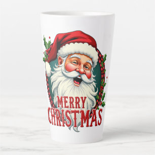 Tasse Latte Illustration de style vintage de Santa pour un joy