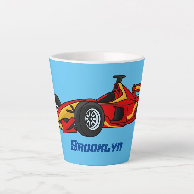 Tasse Latte Illustration de voitures de course à grande vitess (Devant)