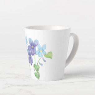 Tasse Latte Illustration des fleurs de violet sauvages