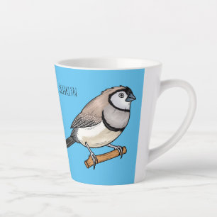 Tasse Latte Illustration d'oiseau à deux barreaux
