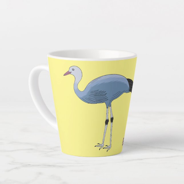 Tasse Latte Illustration d'oiseau de grue bleue (Angle gauche)