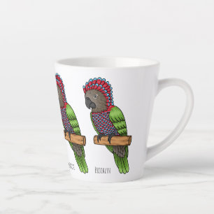 Tasse Latte Illustration d'oiseau perroquet à tête de faucon