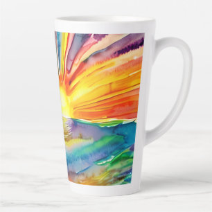 Tasse Latte Illustration du coucher de soleil vif Réflexion de