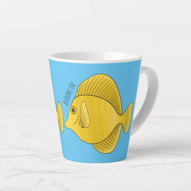 Tasse Latte Illustration du poisson-tang jaune (Angle droit)