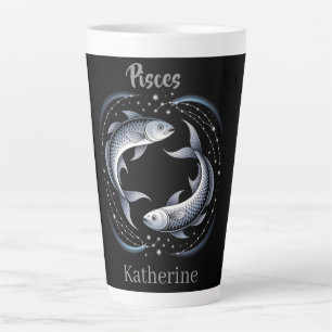 Tasse Latte Illustration du signe du zodiaque Poissons avec no
